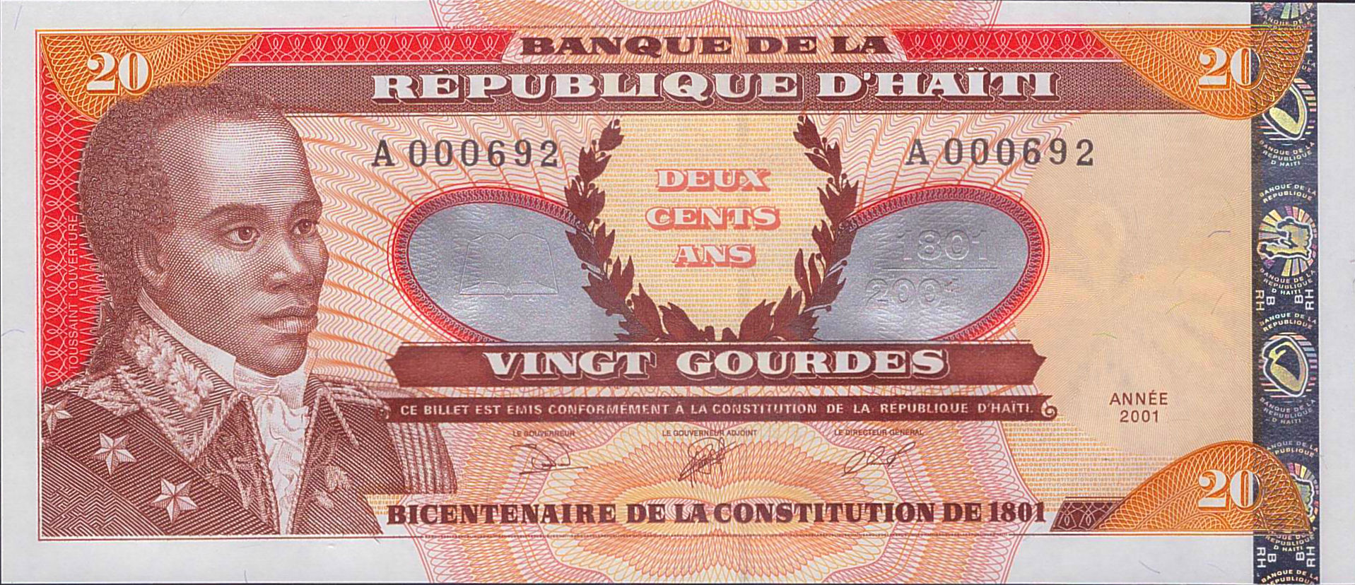 Haiti 20 2001 UNC P-271/Aa